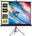 HOMCOM Beamer Leinwand mit Stativ 84 Zoll 4:3 Tragbar Schwarz | Projektor...