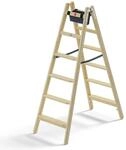 Hailo Master H80 Holz-Doppelstufenleiter 2x6 Stufen bis 150 kg | Beidseitig...