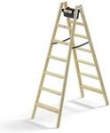 Hailo Master H80 Holz-Doppelstufenleiter 2x7 Stufen bis 150 kg | Beidseitig...