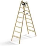 Hailo Master H80 Holz-Doppelstufenleiter 2x8 Stufen bis 150 kg | Beidseitig...
