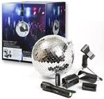 Discokugel Set Mobile Party Kit 20cm Spiegelkugel, Batteriemotor, Pinspot,...
