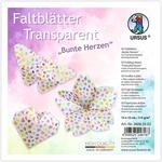 Ursus 3806 55 02 - Faltbl&auml;tter Transparent "Bunte Herzen", 50 St&uuml;ck | 115 g/m&sup2;