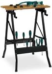 Relaxdays Werkbank klappbar, bis 100 kg, Verstellbarer Werktisch, 4 Spannbacken, HBT