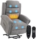 HOMCOM Fernsehsessel Elektrisch mit Aufstehhilfe Massage & Heizung Hellgrau 