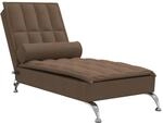 vidaXL Massage-Chaiselongue mit Nackenrolle Braun Stoff