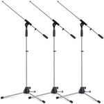 Pronomic Mikrofonst&auml;nder MS-25C Pro 3x Set - dreibeinig mit Gummif&uuml;&szlig;en -...