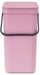 Brabantia Sort & Go Abfalleimer mit Deckel 12 L (Lilac Pink), platzsparender
