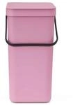 Brabantia Sort & Go Abfalleimer mit Deckel 16 L (Lilac Pink), platzsparender