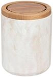 5five &ndash; Mini-Tischabfalleimer &ndash; Beige Marmoroptik, Holzdeckel &ndash;...