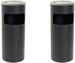 TRUTZHOLM Standaschenbecher f&uuml;r drau&szlig;en 61x25 cm 30L Schwarz | Metall