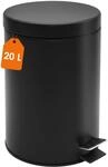 Spetebo Edelstahl Tretm&uuml;lleimer rund schwarz matt 45 x 29 cm mit Deckel - 20 L...