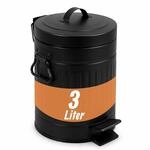 Relaxdays Kosmetikeimer, 3 Liter, Absenkautomatik, schwarz | entnehmbarer Inneneimer,