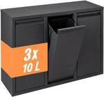 Relaxdays M&uuml;lleimer, 3 F&auml;cher, 3x10 l, schwarz | aufklappbar, entnehmbare