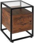 tectake&reg; Nachttisch mit Glasplatte, 40 x 43 x 60,5 cm, Beistelltisch mit T&uuml;r,