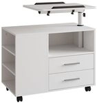 Vicco Nachttisch Bora, Wei&szlig;, 80 x 88 cm | mit verstellbarer Arbeitsfl&auml;che, mit