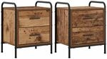 vidaXL Nachttisch 2 STK. Eichenholz 40 x 30 x 50 cm Holzwerkstoff | Verzinkter