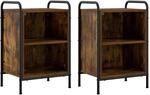 vidaXL Nachttisch 2 STK. R&auml;uchereiche 40 x 30 x 60 cm Holzwerkstoff | Klare...