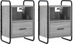 vidaXL H&auml;ngender Nachttisch 2 STK. Sonoma-Grau 40 x 30 x 60 cm | Bietet viel...