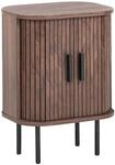 Beliani Nachttisch Holzoptik Dunkelbraun mit 2 Schiebet&uuml;ren Metallbeine Retro