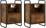 vidaXL H&auml;ngender Nachttisch 2 STK. R&auml;uchereiche 40 x 30 x 60 cm | Bietet viel...