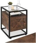 tectake&reg; Nachttisch mit Glasoberfl&auml;che, 40x43x60,5cm, Beistelltisch Holz +...