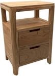 FineBuy Nachttisch 40x30x60 cm Akazie Massivholz, 2 Schubladen Ablage |...