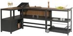 Mendler Outdoor-K&uuml;che 3-teilig HWC-M64 - anthrazit, helle Holzoptik |...