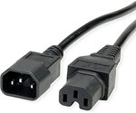 VALUE Netzkabel IEC320/C14 Stecker - C15 Buchse, schwarz, 0,5 m