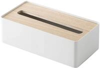 Yamazaki 7730 RIN Tissue Case, White, Wood/Steel, 26 x 13 x 8.2 cm