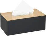 Relaxdays T&uuml;cherbox mit Deckel aus Bambus, f&uuml;rs Bad, modernes Design, Kunststoff,