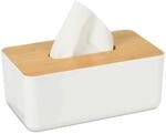 Relaxdays T&uuml;cherbox mit Deckel aus Bambus 10er Set, f&uuml;rs Bad, wei&szlig;/natur 