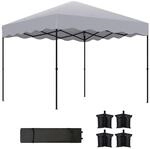 Outsunny Pavillon ca.3x3m Wasserabweisend Pop-up Faltpavillon Hellgrau | Stabil,