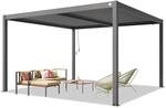 PRIMEYARD Pergola 4x4 m Aluminium-Pfosten mit Lamellendach aus Stahl graue