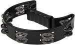 Fame FHT-B Hand Tambourine, Schwarz, Doppelreihige Stahlschellen, Klarer Klang,