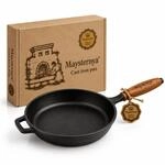 WDMT MAYSTERNYA Gusseisen-Bratpfanne mit Holzgriff &ndash; &oslash; 24 x 4 cm &ndash;
