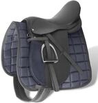vidaXL Pferdereiten Sattelset 16" echtes Leder schwarz 14 cm 5-in-1