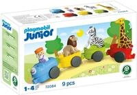 PLAYMOBIL | JUNIOR | Tierzug | Bunter Zug mit Tieren, 4 Anh&auml;ngern & Fahrerhaube 