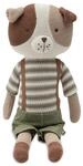 Jollein Kuscheltier Hund Mick &ndash; Gestrickt &ndash; 30 cm &ndash; Stofftier mit Latzhose
