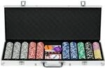 SPORTNOW Pokerkoffer Set 500 Pokerchips 11,5 Gramm mit Schloss Silber |...