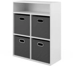 Vicco B&uuml;cherregal, Wei&szlig;, 72 x 90.2 cm | mit 4 Faltboxen, zur Aufbewahrung und