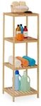 Relaxdays Badregal, Bambus, 4 Ablagen, HxBxT: 116,5x38x39,5 cm, Natur | Standregal