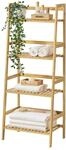 [en.casa] Bambus Leiterregal Vinje 48x32x123 cm Bambusregal mit 4 Ebenen...