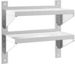 vidaXL Wandregal mit 2 B&ouml;den 50x23,5x48 cm Silbern Edelstahl