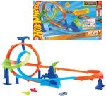 Hot Wheels Stunt Tracks Rapid Cyclone Spielset und 1:64 Auto | Strecken-Set mit 2