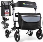 Helavo faltbarer Rollator mit Sitz - Leicht & Kompakt f&uuml;r Drinnen & Drau&szlig;en 