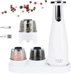 ADLER EUROPE AD 4449W Elektrische Salz- & Pfefferm&uuml;hle &ndash; 3-in-1 Set,