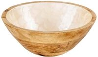levandeo Sch&uuml;ssel 21cm Mango Holz Creme Perlmutt Emaille Schale Bowl...