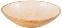 levandeo Sch&uuml;ssel 35cm Mango Holz Creme Perlmutt Emaille Schale Bowl...
