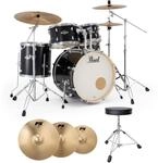 Pearl Export Schlagzeug EXX705NBR/C31 Black + Sabian Becken + keepdrum Hocker