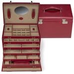 Windrose Schmuckkoffer XXL mit integrierter Schmucktasche merino/rot